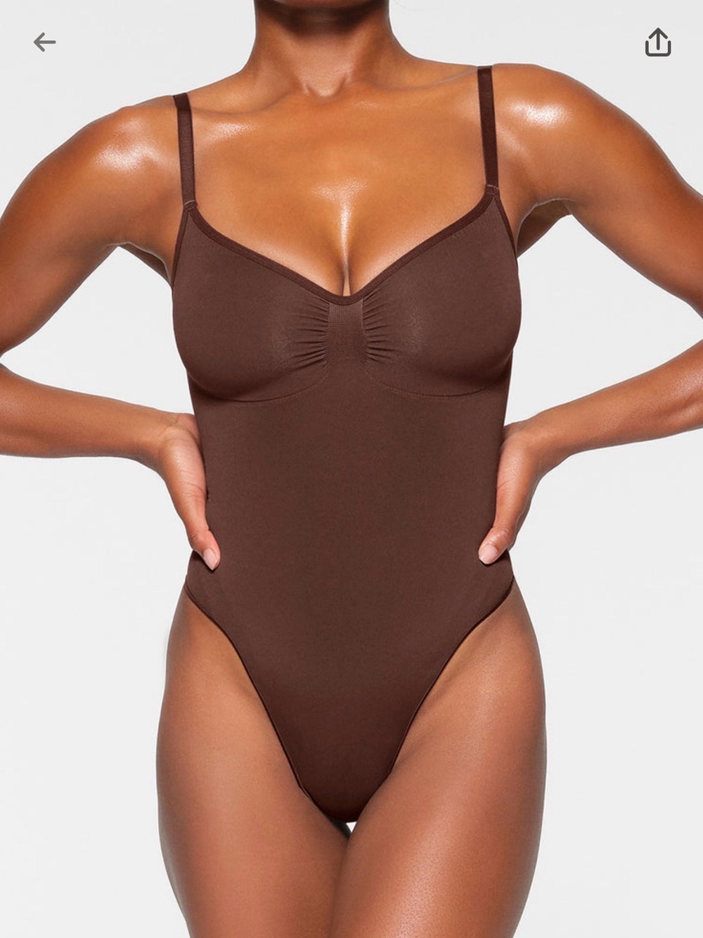 SKIMS Seamless Sculpt Thong Bodysuit — espresso